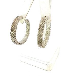 Tiffany & Co Somerset Hoop Earrings 1.75" Sterling Silver Estate TIF928